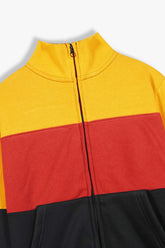 Kids Multi Color ,Block Fleece Zip Up Jacket.(Mustard,Black,Red)